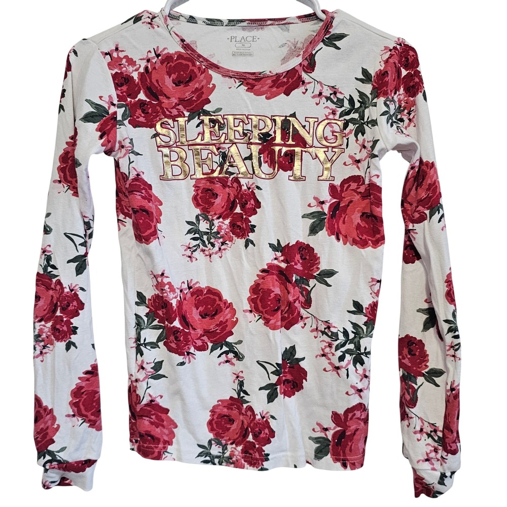 The Childrens Place Sleeping Beauty Rose Floral  Top Red White Gold‎ Size 16